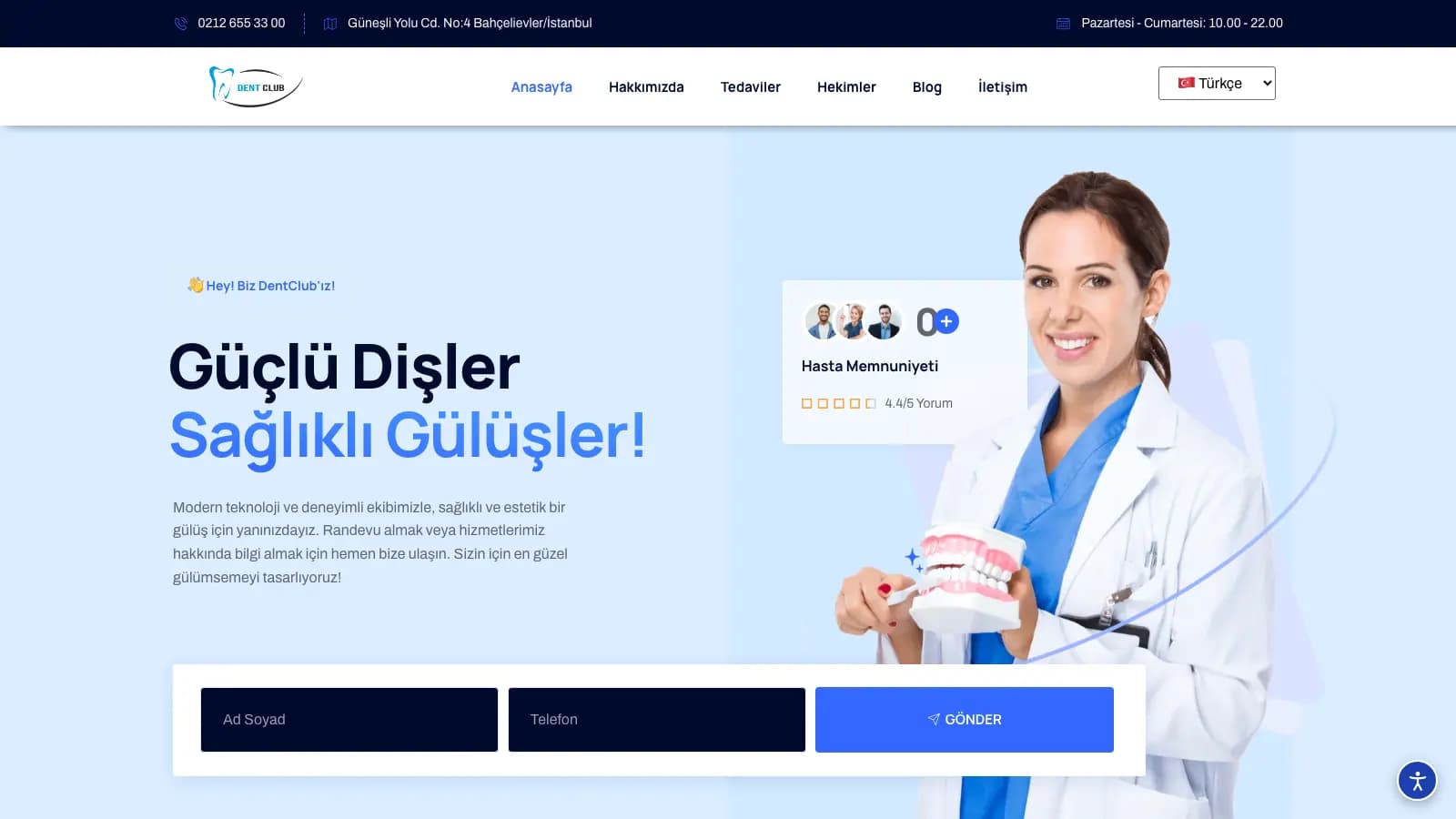 Dental Klinik Web Sitesi — DentClub